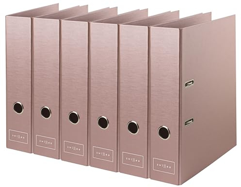 Deco Papier Swissee Ordner A4 | Breit Eco Hebelordner | Rosa | Edler Dekorpapier-Einband mit eleganter Heißfolienprägung