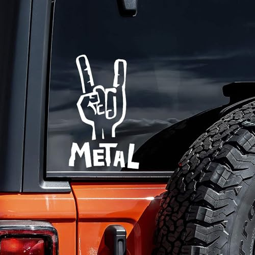 Lot de 2 autocollants en vinyle avec motifs Heavy Metal Rock pour voitures, camions, motos, ordinateurs portables, fenêtres, verre, murs - Pour l'intérieur et l'extérieur - 11 x 18 cm - #DZ53 (blanc)