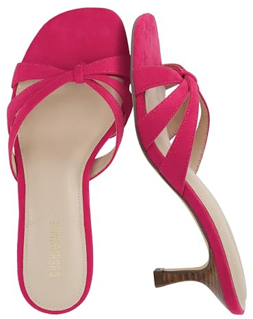 CUSHIONAIRE Malta - Sandali da donna con tacco basso, punta aperta, con memory foam, comodi, Fucsia, 6