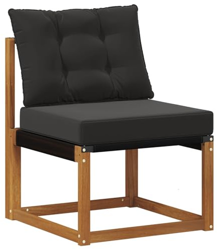 vidaXL Outdoor Mittelsofa Massivholz Akazie und Textilene-Stoff Natur, Balkonmöbel, moderner Stil, langlebiges Design, wetterfeste Akazie, multifunktional für den Garten