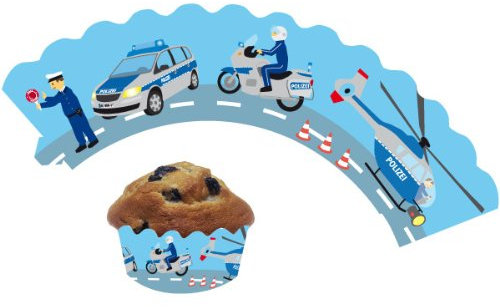 12 Polizei - Cupcake Deko Banderolen von DH-Konzept // Muffinförmchen Muffin Förmchen Kindergeburtstag Geburtstag Party Kuchen Police