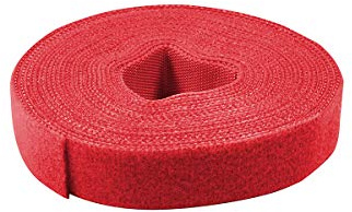 LogiLink Kabelbinder aus Klettband (zweiseitig), 4 m Rolle zum Zuschneiden, Farbe: Rot