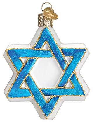 Old World Christmas Hanukkah Star of David Glass Blown Ornament for Christmas Tree, Handcrafted Holiday Decoration, Holiday Collection
