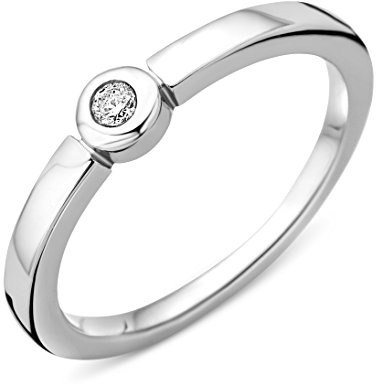 MIORE Solitär Damen Ring Diamant Ring 925 Sterling Silber mit echtem Diamant von 0,05 Karat, Hautfreundliche Verlobungsring Silber, Damen Schmuck vom Juwelier