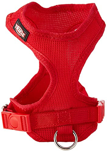 TRIXIE Comfort Soft Touren-Geschirr Größe XXS–XS: Bauchumfang 25 – 35 cm - Breite Gurtband 15 mm - gepolstert - stufenlos verstellbar - atmungsaktives Mesh-Material - rot - 16243