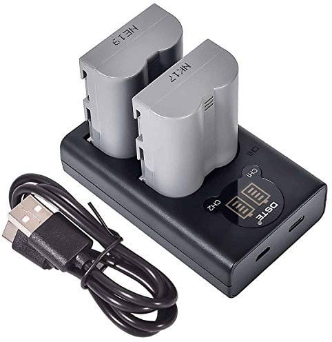 DSTE 2-Pack EN-EL3E Battery and Dual USB Quick Charger Compatible with Nikon EN-EL3 D30 D50 D70 D70S D80 D90 D100 D200 D300 D300S D700