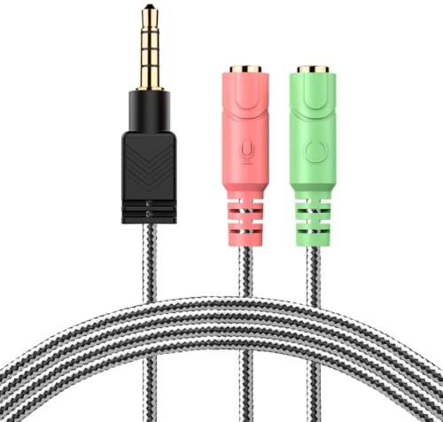MillSO Headset Adapter, 3.3 Feet 3.5mm Mic and Audio Headphone Splitter (TRRS Male to 2 TRS Female) CTIA 4 Pole Stereo Jack Y Cable for Dual-Plug Headset to PS4, Xbox One, Phone, Laptop, PC | Braided CTIA 4 Pole TRRS Male to 2-TRS Female Jack Stereo Y Cable for Dual-Plug Game Headset to PS4, Xbox, Phone, Laptop, PC