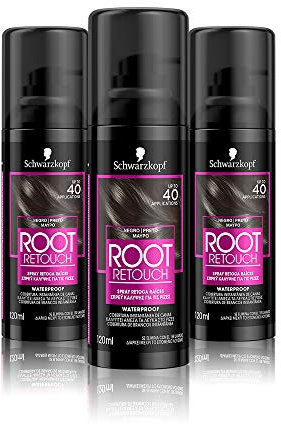 Schwarzkopf Root Retoucher - Spray retoca raíces - Coloración del Cabello Negro (pack de 3) – Hasta 40 aplicaciones – Disimula el efecto raíz