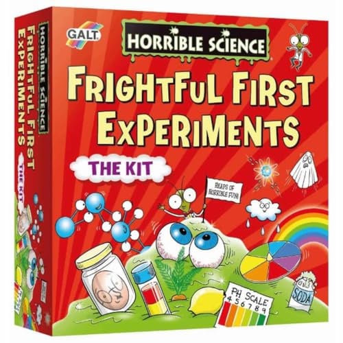 GALT Frightful First Experiments – Horrible Science Kit with 18 Experiments | National Curriculum STEM Toys with pH Scale Card, Levitation Stand, Petri Dish & More – Educational Toys for 8+ Year Olds