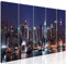 decomonkey Bilder New York Stadt 225x90 cm 5 Teilig Leinwandbilder Bild auf Leinwand Wandbild Kunstdruck Wanddeko Wand Wohnzimmer Wanddekoration Deko Panorama Hochhäuser City