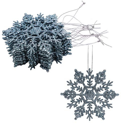 Christmas Concepts® Pack of 12-10cm Glitter Snowflake Hanging Decorations - Christmas Decorations (Ice Blue)