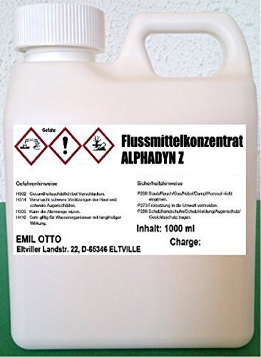 250 ml Löt- und Verzinnungsessenz ALPHADYN Z (Flussmittelkonzentrat zum konventionellen Weichlöten von Eisen-, Kupfer- und Messingwerkstoffen, Wärmetauscher-Fertigung, Feuermetallisierung)