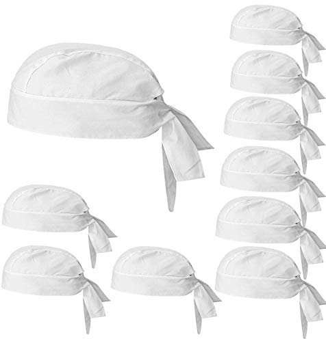 MISEMIYA Pack 10 Pcs-Gorro Chef Bandana 926, Blanco, Unisex Adulto