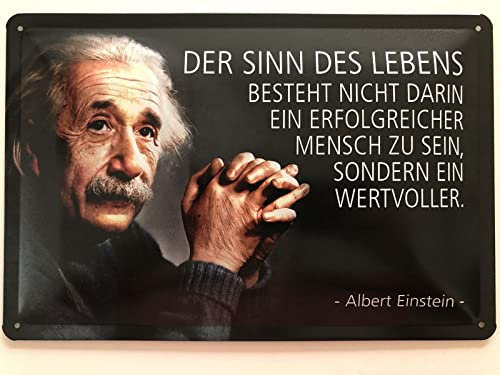 Blechschild 20x30cm gewölbt Der Sinn des Lebens besteht Zitat Einstein Spruch Sprüche Deko Geschenk Schild