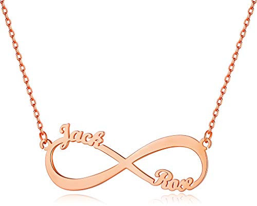 Custom4U Name Necklace Rose Gold Personalised Necklace for Women 2 Names Jewellery for Her