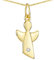 Materia Engel Kette mit Anhänger Gold - 925 Silber Kinderschmuck vergoldet Taufkette Taufe Geburtstag ka-459-gold-K108