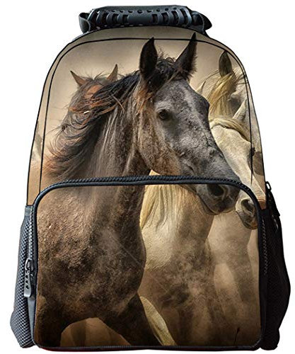 AnKoee Rucksack, Motiv: Pferd, Tiere, 28x16x40cm, Braun