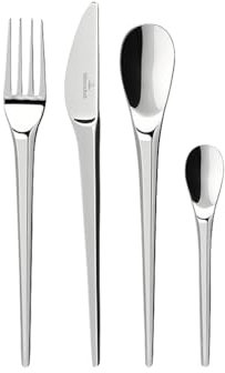 Villeroy & Boch - NewMoon Cutlery, 24 Pieces, Versatile Cutlery Set for Day-to-Day use and Festive Spreads, Stainless Steel, Dishwasher Safe