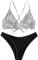 ZAFUL zweiteilig Bikini-Set mit,Sexy Spaghettiträger Gepolsterter Badeanzug mit High Cut Bikini mit Leopardenmuster (Schwarz-S)