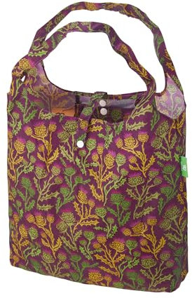 ECO CHIC Lightweight Foldable Reusable Shopping Bag Water Resistant Tote Bag (Thistle Purple)