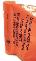 25 x Clinical Waste Bags, Medium Duty, Orange, 28in x 39in - Ref: AT25/M111