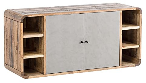 Woodkings® Waschtisch Dingle Holz rustikal Beton Optik grau Waschtischunterschrank Doppelwaschtisch Badmöbel Badezimmer Möbel Unterschrank Badschrank