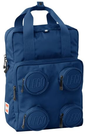 Lego Bags Signature Brick 2x2 Rucksack 15 Liter, Alltagsrucksack ca. 37 x 25,5 x 15 cm, Freizeit Daypack mit Brustgurt in Blau, Hauptfach mit Laptop und Tablet Fach, Backpack mit 5 Fronttaschen