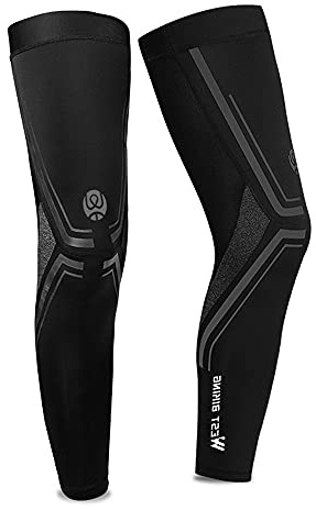 MiOYOOW Compression Leg Sleeves, Leg Warmers Ice Silk Cooling Leg Sleeves UV Protection Leg Cover for Men Women Cycling