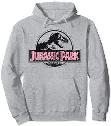 Jurassic Park Distressed Logo Pink Type Pullover Hoodie