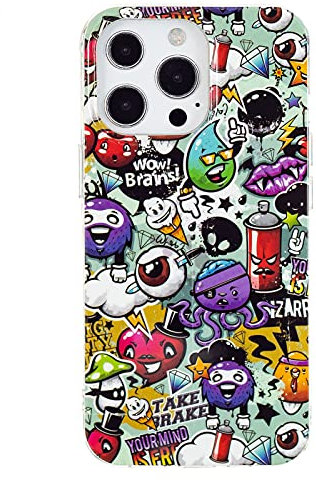 DasKAn Kompatibel mit iPhone 13 Pro 6,1 Leuchtend Silikon Hülle, Licht im Dunkeln Fluoreszierend Bunt Muster Kratzfest Stoßfest Fallschutz Ultra Dünn Flexibel TPU Schutzhülle, Graffiti