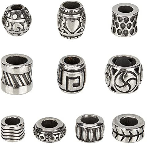 nbeads 10 STK. 304 Edelstahl perlen, Mixed Style European Column Beads Tube/Barrel/Rondelle Form Spacer Beads Für Halskette Armband DIY Schmuckherstellung
