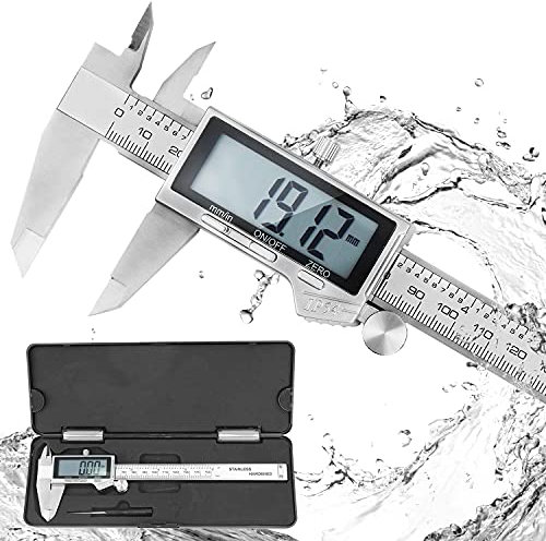 Digital Caliper, 0-150mm / 0-6 Metric Inch Conversion Depth Gauge Measuring Tools, Stainless Steel Vernier Caliper with Extra-Large LCD Display Screen (IP54 Digital Caliper)