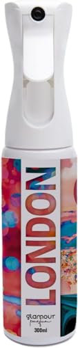 GLAMOUR PARFUM - Ambientador de Hogar Londres - 300 ml - Pulverizador con Aroma Floral y Amaderado - Ambientador Textil en Spray - para Pulverizar en la Cama o en Cortinas - Reutilizable