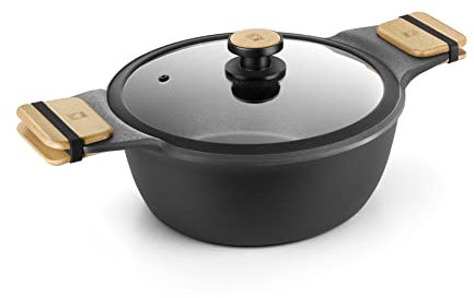 BRA Market Cacerola alta 32 cm, Aluminio Fundido con Antiadherente, sin PFOA, Apta para todo tipo de cocinas incluida Inducción