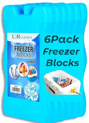 UR CHOICE Freezer Blocks – 6 Pack | Long-Lasting Reusable Ice Packs for Cool Bags, Lunch Boxes & Coolers – Leakproof, Slim & Lightweight – Keeps Food Fresh & Drinks Cold for Camping, Travel & Picnic