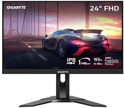 GIGABYTE G24F 2-24 165Hz/180Hz(OC) 1080P Gaming Monitor, 1920 x 1080 SS IPS Display, 1ms (MPRT) Response Time, 95% DCI-P3, 125% sRGB, 1x DisplayPort 1.2 (HDR ready), 2x HDMI 2.0, 3x USB 3.2