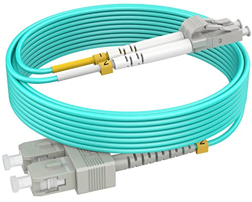RamboCables 1ft(0.3m) OM4 SC LC Fiber Patch Cables MMF Multimode, Options 1ft~200ft, Fiber Optic Cable Duplex, 50/125μm 40G/100G LSZH OD 2.0mm