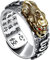 Jeshowmen Feng Shui Pixiu Mantra Ring Silber Buddhistisches Herz Sutra Ring Buddha Ring Verstellbar für Reichtum und Schutz Glück Geld Amulett, Kristall, Kein Edelstein