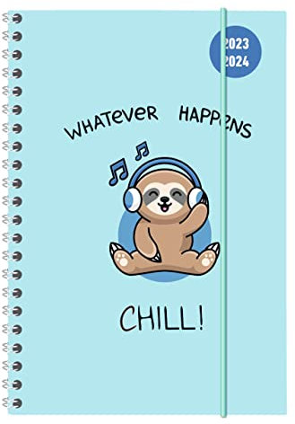 Collegetimer Chill! 2023/2024 - Schüler-Kalender A5 (15x21 cm) - Faultier - Ringbindung - Weekly - 224 Seiten - Terminplaner - Alpha Edition (Collegetimer A5 Ringbuch)