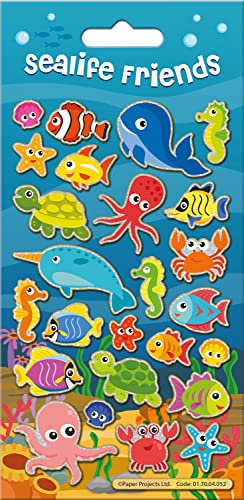 Sealife Friends - Adesivi riutilizzabili scintillanti, perfetti per attività artigianali per bambini e adulti, riutilizzabili su superfici non porose