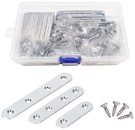 Jarshtime Mending Plate 35 PCS Stainless Steel Straight Joining Brace Bracket with Screws 2 in 3 in 4 in Furniture Flat Repairing Fixing Plate