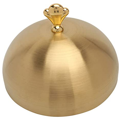 Yardenfun No Magnetic Cover Round Basting Dessert Dome Plate Warmers for Dinner Plates Glass Microwave Cover Keep Food Warm for Party Cake Cloche Protective Case Stainless Steel Portable