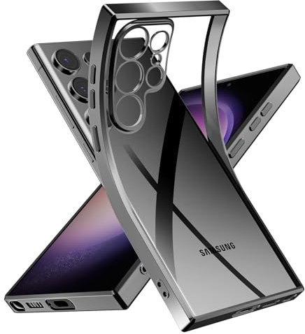 Niphabe Handyhülle für Samsung Galaxy S23 Ultra Hülle, Niemals Gelb Ultra Dünn Crystal Clear Schutzhülle Weiches Silikon Stoßfest Case Kompatibel mit Samsung Galaxy S23 Ultra 5G 6.8'' -Schwarz