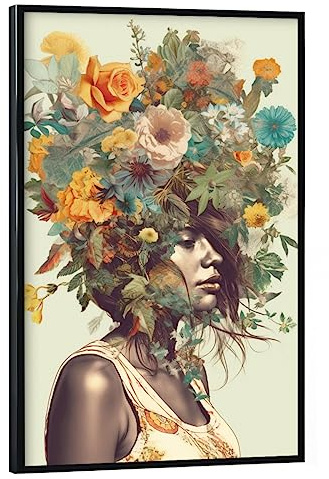 artboxONE Poster mit schwarzem Rahmen 30x20 cm Floral Sommer Frauen Blumenkopf - Bild Argo pop Art
