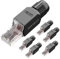 VCELINK Tool-Free RJ45 Connectors Toolless Cat6A Modular Plug Gold Plated Cat6A Ethernet Cable Ends for 23-26 AWG Network Cable 6 Pack Black