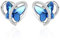 GEORGE · SMITH Plateado Amor Corazon Mariposa Pendientes para Mujeres Niñas Plata Pendientes Cristal de Mariposa Azul Joyas Regalos de Cumpleaños para Mamá Esposa (Navy)