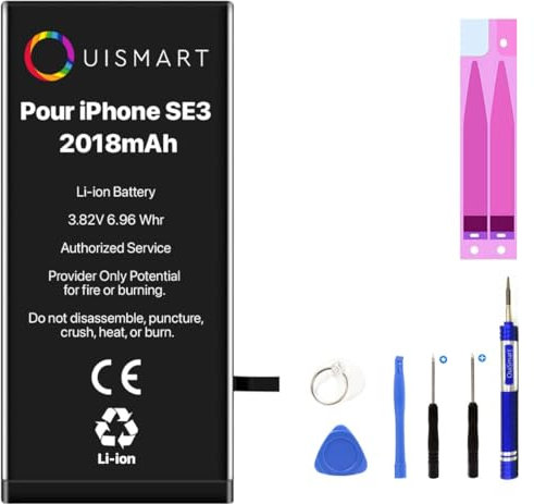 OuiSmart® Batterie pour IPHONE SE2022 Interne Neuve DE Remplacement + Outils + ADHESIF