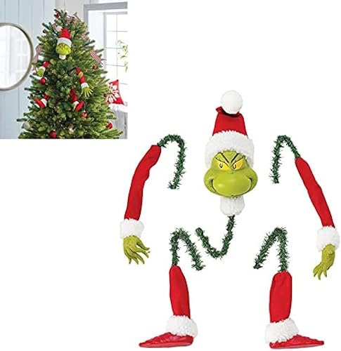 Decorazioni per albero di Natale, Grinchs, testa di elfo, braccia, gambe, albero per albero di Natale, stola, elfo, gamba farcita, puntale, ghirlanda, decorazioni natalizie per la casa e le feste (A)