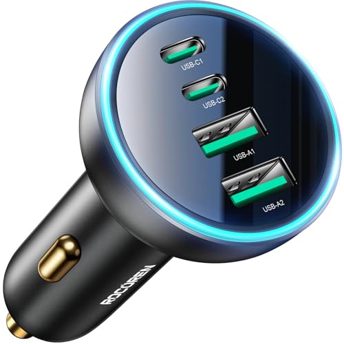 Rocoren 70W car USB Charger Multi Port,car Cigarette Lighter USB c Charger
