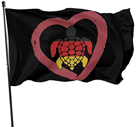 Bandiera Cuore Tedesco Della Tartaruga Marina Doppia Cucitura Striscioni Di Bunting Poliestere Bandiere Da Giardino Per Decorazione Giardino Esterno 90X150Cm